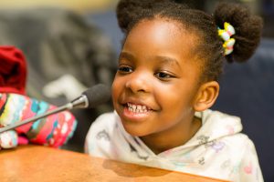 Young girl at UN CSW 61 